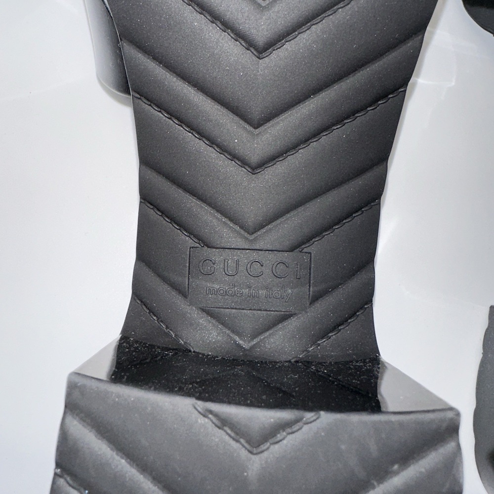 Gucci Black Jelly Slides Heeled Sandals Logo Platform Designer Shoes - Picture 5 of 10